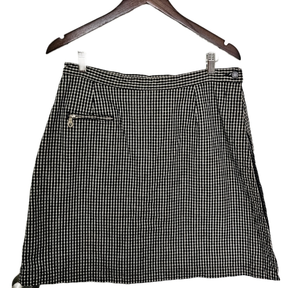 Gingham skort black white thick fabric size 14